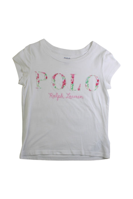 A White Short Sleeve T Shirts from Polo Ralph Lauren in size 3T for girl. (Front View)