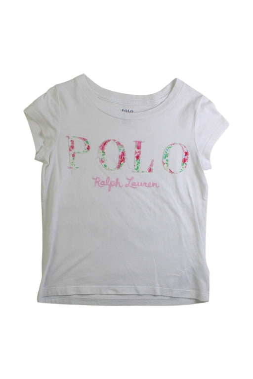A White Short Sleeve T Shirts from Polo Ralph Lauren in size 3T for girl. (Front View)