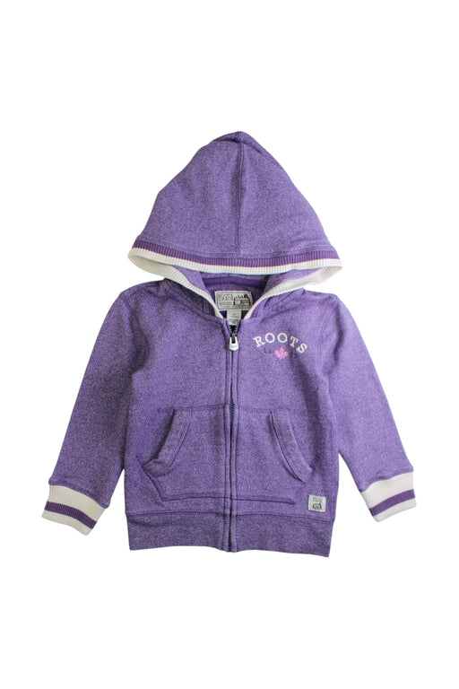 A Purple Zippered Sweatshirts from Roots in size 2T for girl. (Front View)