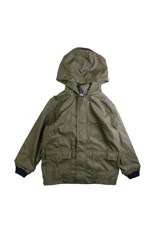 A Green Rain Jackets from Petit Bateau in size 5T for boy. (Front View)
