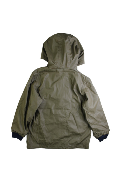 A Green Rain Jackets from Petit Bateau in size 5T for boy. (Back View)
