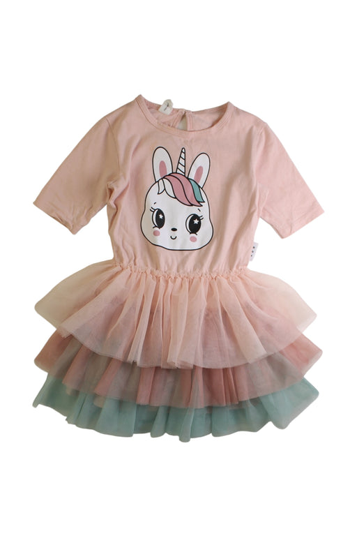 A Multicolour Long Sleeve Dresses from Hux in size 3T for girl. (Front View)