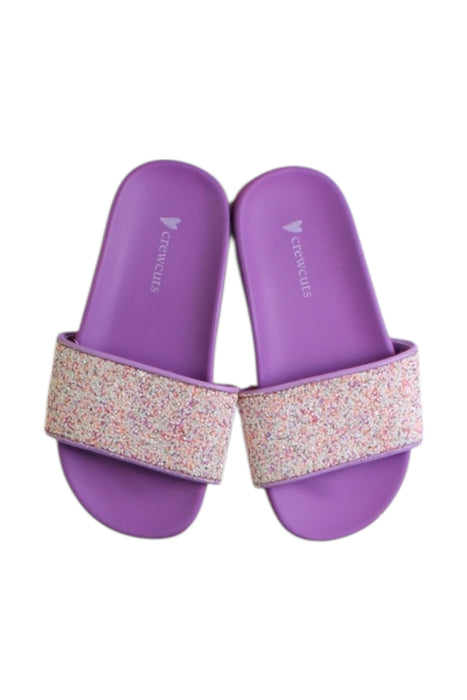 A Purple Sandals from Crewcuts in size 5T for girl. (Back View)