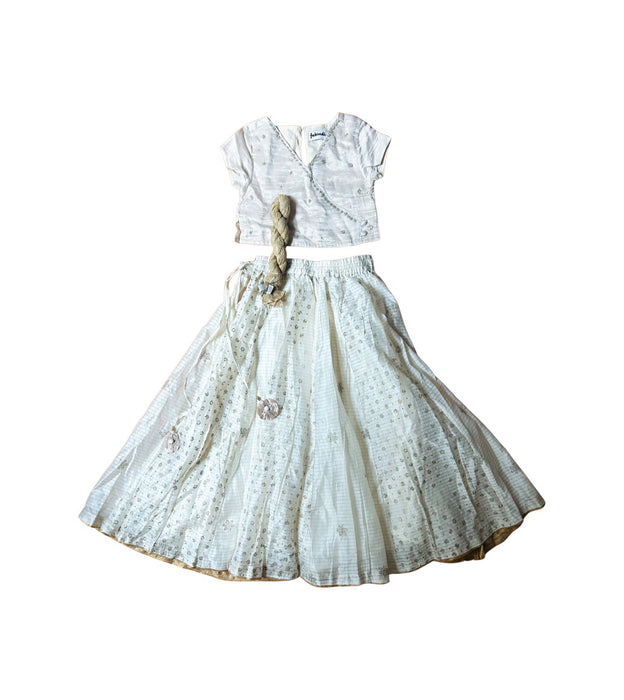 A White Dress Sets from Fabindia in size 4T for girl. (Front View)