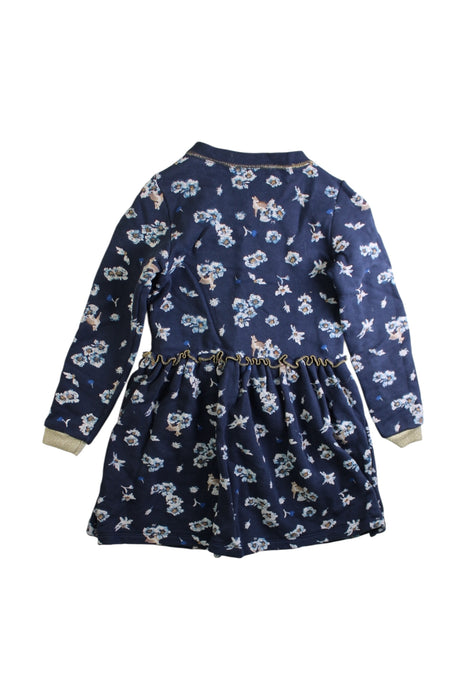 A Navy Long Sleeve Dresses from Petit Bateau in size 6T for girl. (Back View)