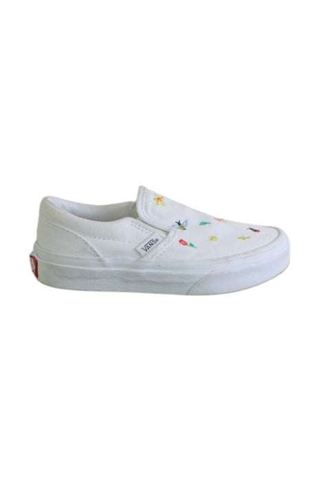 A White Slip Ons from Vans in size 5T for girl. (Front View)
