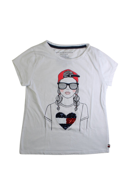A White Short Sleeve T Shirts from Tommy Hilfiger in size 8Y for girl. (Front View)