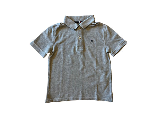 A Grey Short Sleeve Polos from Tommy Hilfiger in size 5T for boy. (Front View)