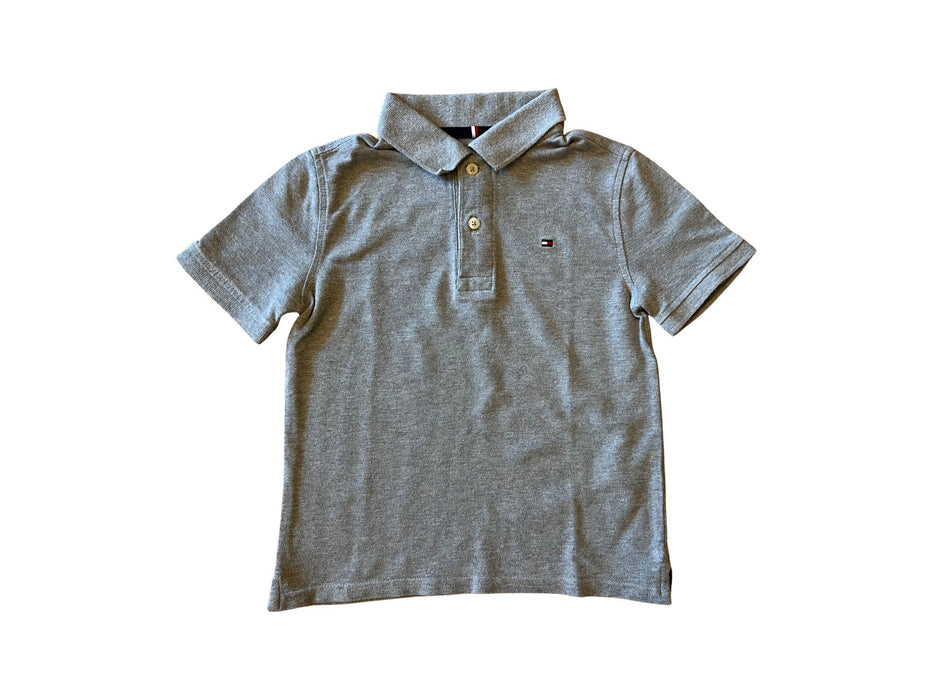 A Grey Short Sleeve Polos from Tommy Hilfiger in size 5T for boy. (Front View)