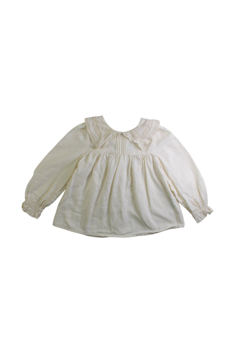 A White Long Sleeve Tops from Louisiella in size 3T for girl. (Front View)