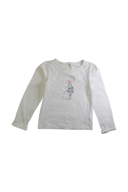 A White Long Sleeve T Shirts from Janie & Jack in size 5T for girl. (Front View)