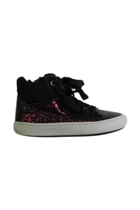 A Black Sneakers from Geox in size 4T for girl. (Front View)