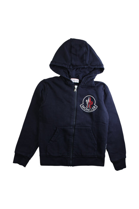 A Navy Zippered Sweatshirts from Moncler in size 10Y for boy. (Front View)