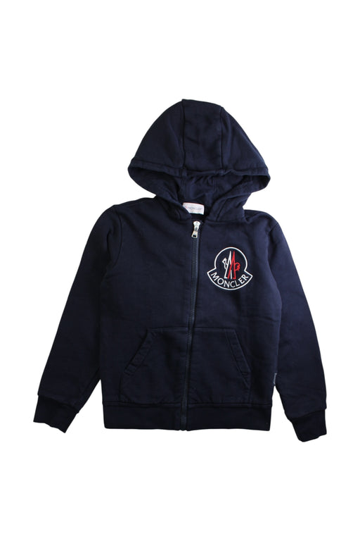 A Navy Zippered Sweatshirts from Moncler in size 10Y for boy. (Front View)