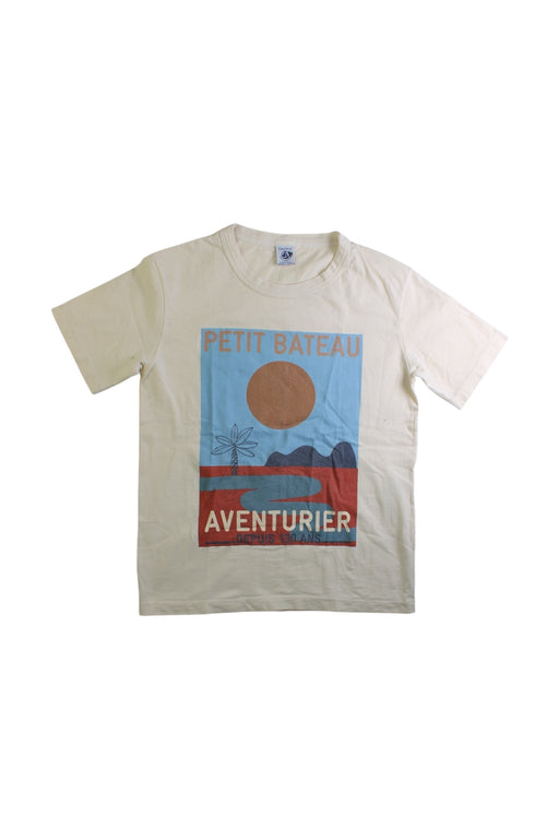 A Beige Short Sleeve T Shirts from Petit Bateau in size 12Y for boy. (Front View)