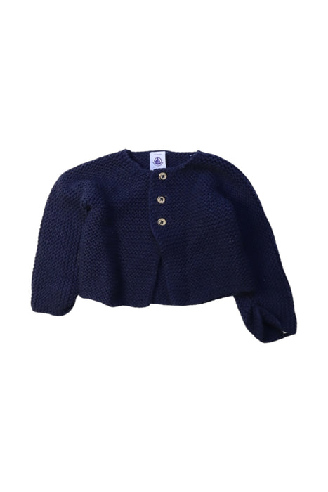 A Navy Cardigans from Petit Bateau in size 3-6M for girl. (Front View)