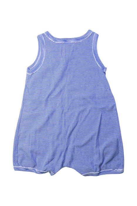 A Blue Sleeveless Rompers from Petit Bateau in size 6-12M for boy. (Back View)