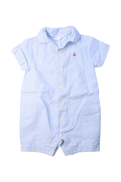 A Blue Short Sleeve Rompers from The Little White Company in size 6-12M for boy. (Front View)