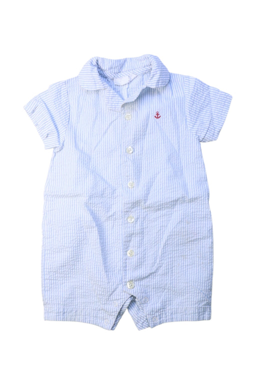 A Blue Short Sleeve Rompers from The Little White Company in size 6-12M for boy. (Front View)