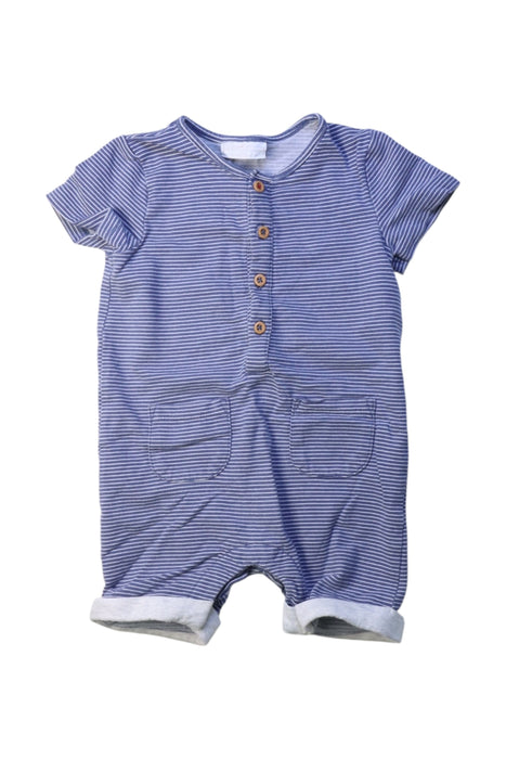 A Blue Short Sleeve Rompers from The Little White Company in size 6-12M for girl. (Front View)