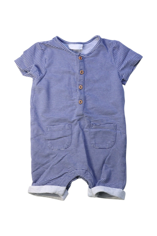 A Blue Short Sleeve Rompers from The Little White Company in size 6-12M for girl. (Front View)