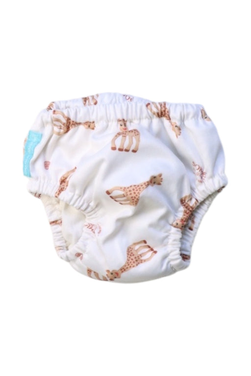 A White Swim Diapers from Charlie Banana in size 3-6M for girl. (Front View)