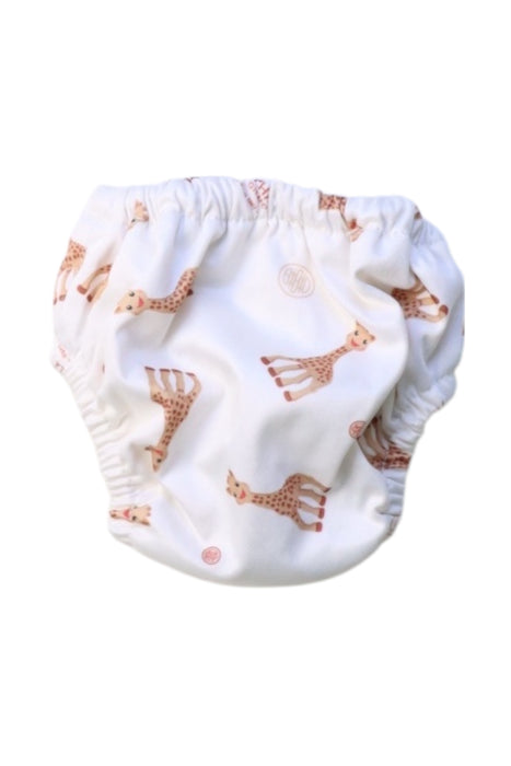 A White Swim Diapers from Charlie Banana in size 3-6M for girl. (Back View)