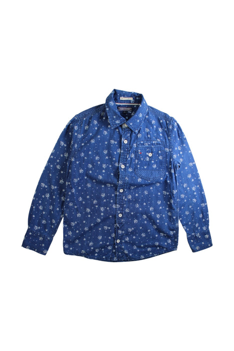 A Blue Long Sleeve Shirts from Tommy Hilfiger in size 7Y for girl. (Front View)