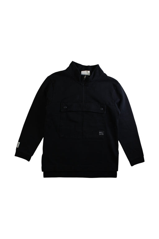 A Black Zippered Sweatshirts from MA/N/O in size 7Y for boy. (Front View)