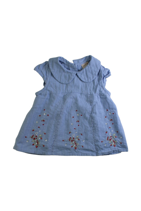 A Blue Sleeveless Dresses from Petit Main in size 18-24M for girl. (Front View)
