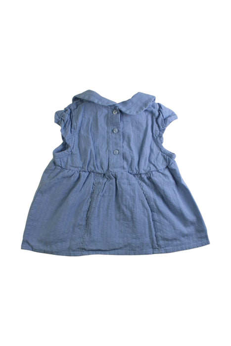 A Blue Sleeveless Dresses from Petit Main in size 18-24M for girl. (Back View)
