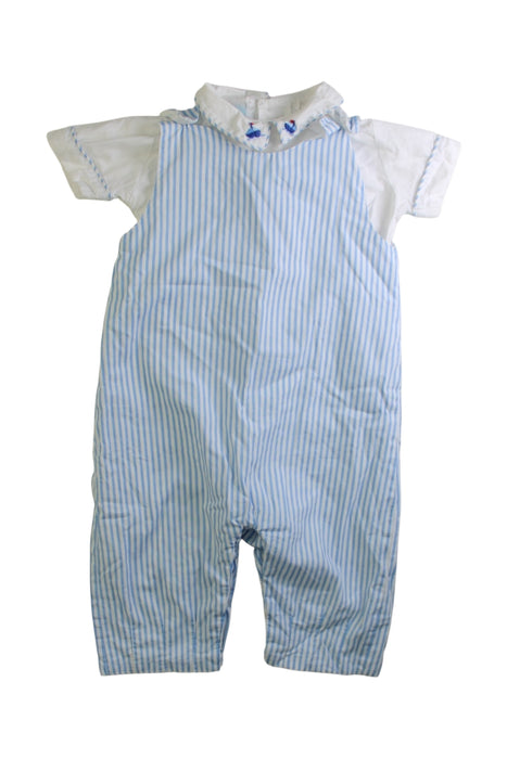 A Blue Short Sleeve Rompers from Annafie in size 6-12M for boy. (Front View)