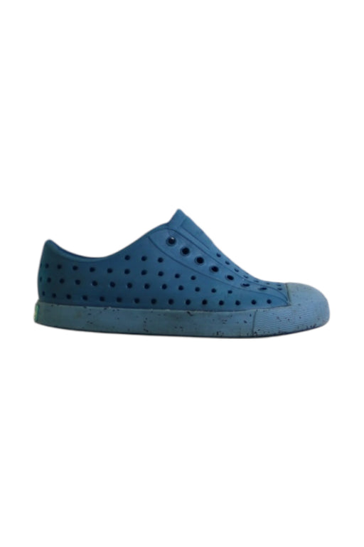 A Blue Slip Ons from Native Shoes in size 6T for boy. (Front View)