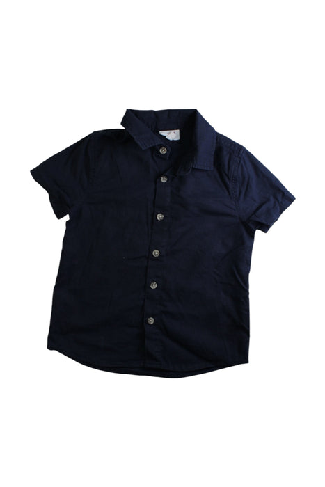 A Navy Short Sleeve Shirts from Seed in size 4T for boy. (Front View)
