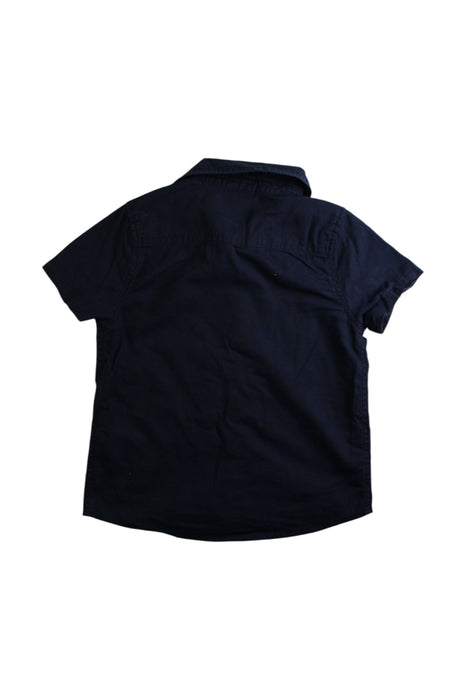 A Navy Short Sleeve Shirts from Seed in size 4T for boy. (Back View)