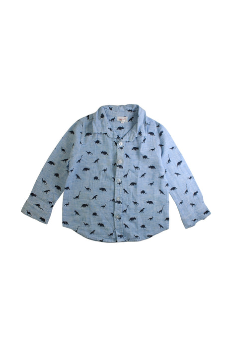 A Blue Long Sleeve Shirts from Seed in size 4T for boy. (Front View)