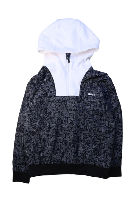 A White Hooded Sweatshirts from Boss in size 10Y for boy. (Front View)