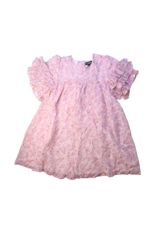 A Pink Short Sleeve Dresses from Velveteen in size 6T for girl. (Front View)