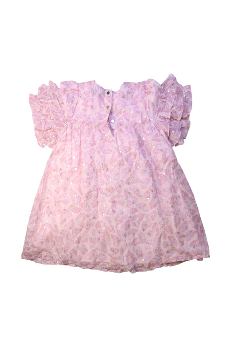 A Pink Short Sleeve Dresses from Velveteen in size 6T for girl. (Back View)