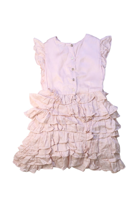 A Pink Sleeveless Dresses from Velveteen in size 4T for girl. (Back View)