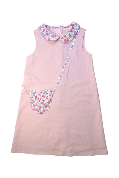A Pink Sleeveless Dresses from Chickeeduck in size 7Y for girl. (Front View)
