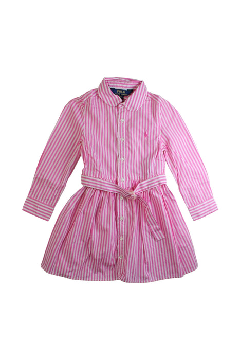 A Pink Long Sleeve Dresses from Polo Ralph Lauren in size 3T for girl. (Front View)