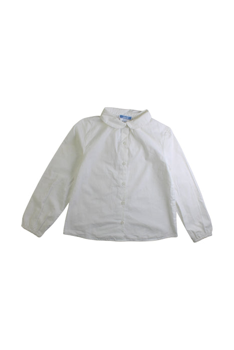 A White Long Sleeve Shirts from Jacadi in size 5T for girl. (Front View)