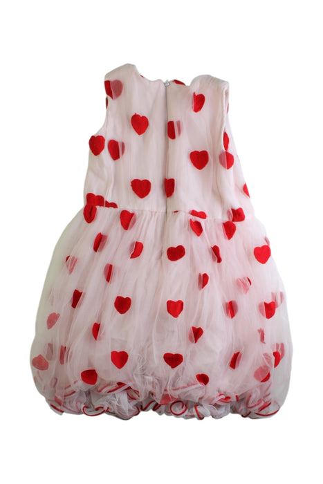 A Red Sleeveless Dresses from Charabia in size 4T for girl. (Back View)