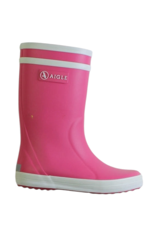 A Pink Rain Boots from Aigle in size 3T for girl. (Front View)