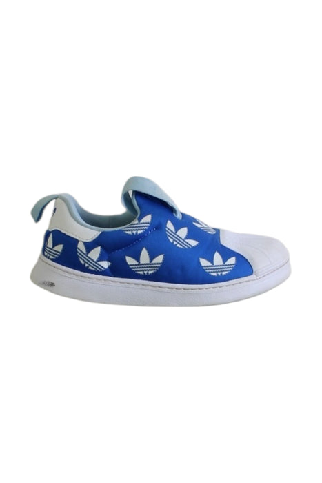 A Blue Slip Ons from Adidas in size 4T for boy. (Front View)