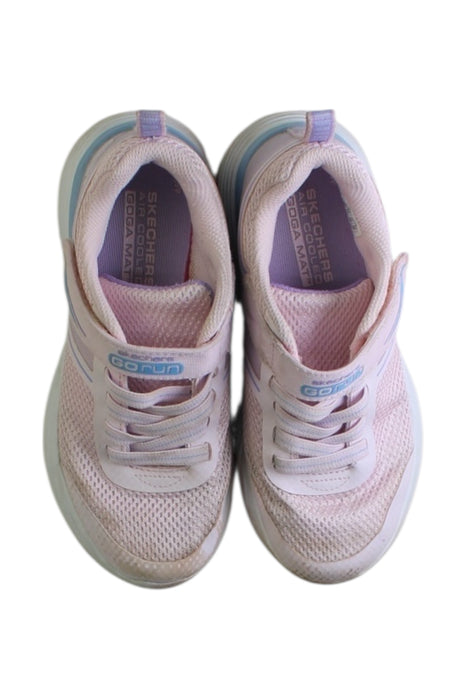 A Pink Sneakers from Skechers in size 7Y for girl. (Back View)