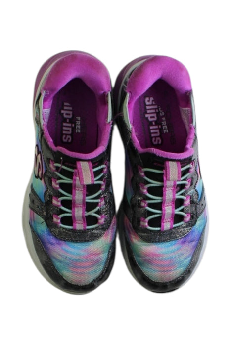 A Multicolour Sneakers from Skechers in size 7Y for girl. (Back View)