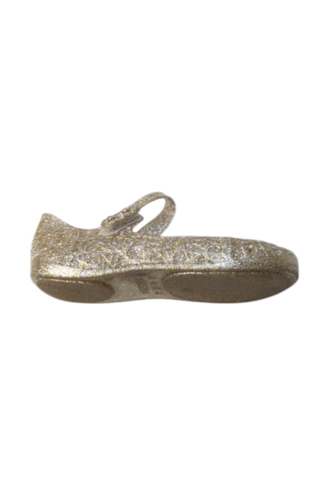 A Gold Flats from Mini Melissa Campana in size 4T for girl. (Front View)