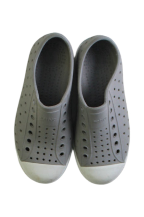A Grey Slip Ons from Native Shoes in size 6T for neutral. (Back View)